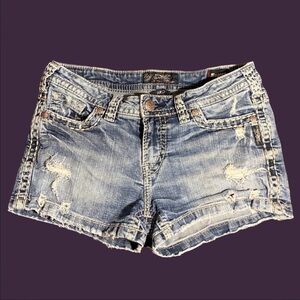 Silver Jeans Co. Aiko Mid Distressed Denim Shorts Women’s W31/L3